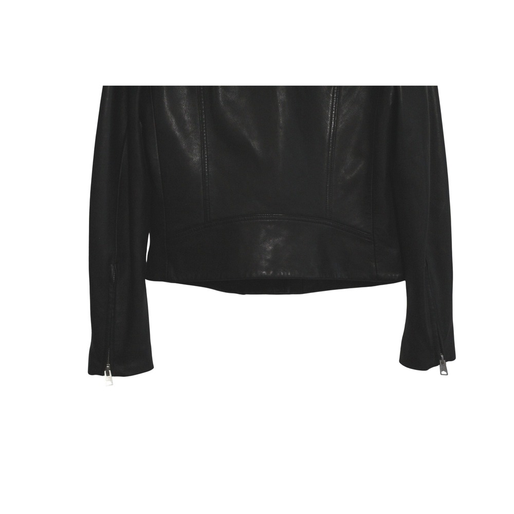 All Saints women lambskin leather moto jacket size 6 black Dalby slim fit biker - Picture 9 of 9